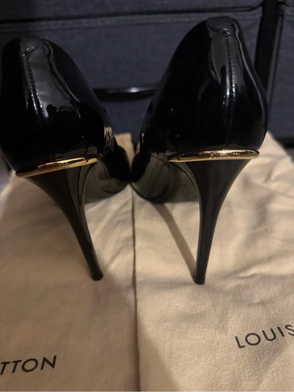 Louis Vuitton Black Patent Pointed Toe Pumps